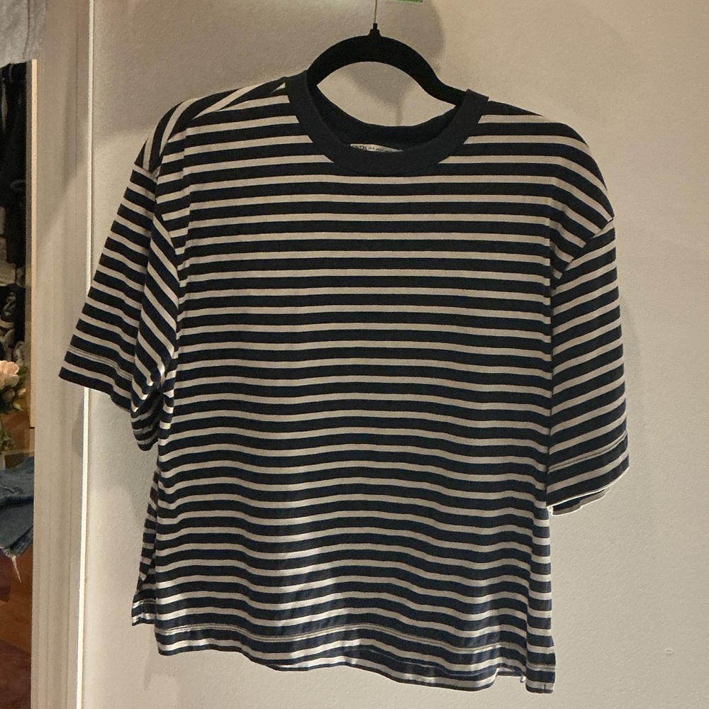 Zara Navy and White Striped Tee